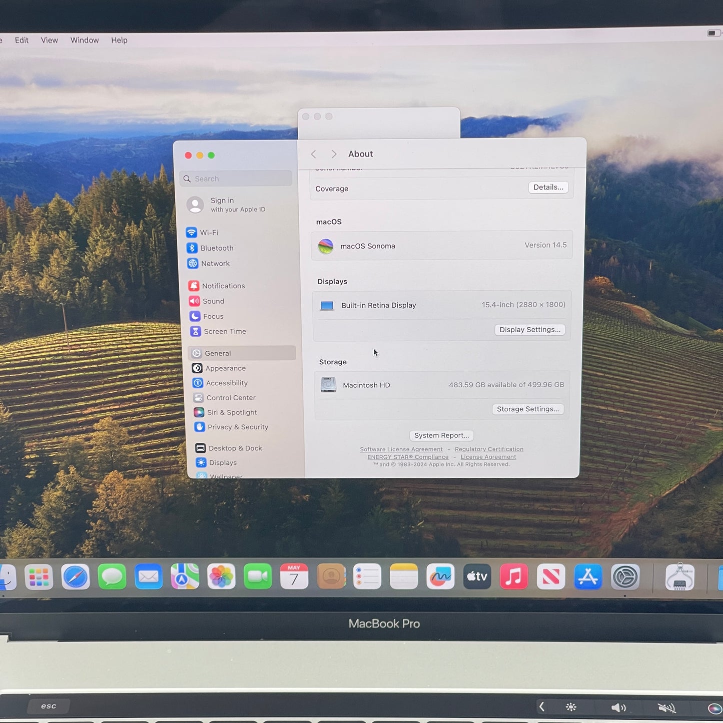 2019 Apple MacBook Pro 15.4" i9 2.3GHz 16GB RAM 512GB SSD Silver A1990