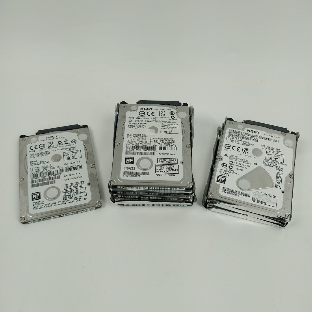 Hitachi(HGST) 2.5" Varied 500GB SATA HDD   Hard Disk Bundle Qty 9