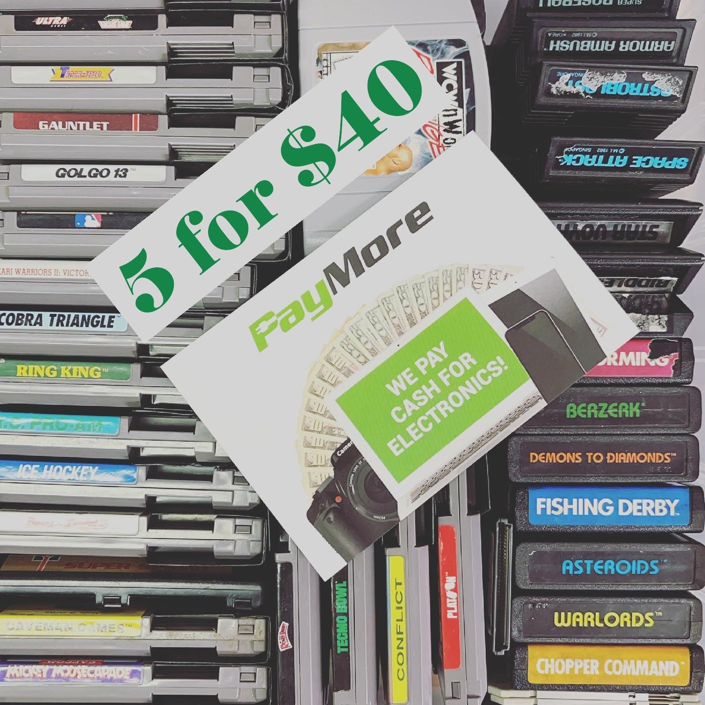 PayMore Stores® Bargain Bin Video Games 5 for $39.99 SNES NES PS5 + More!