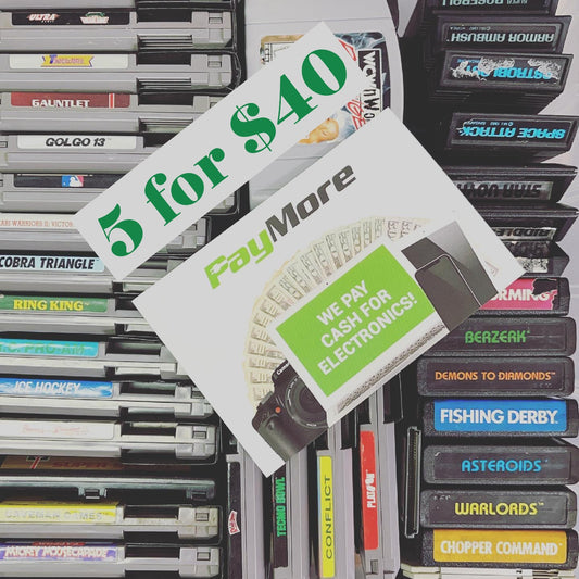 PayMore Stores® Bargain Bin Video Games 5 for $39.99 SNES NES PS5 + More!