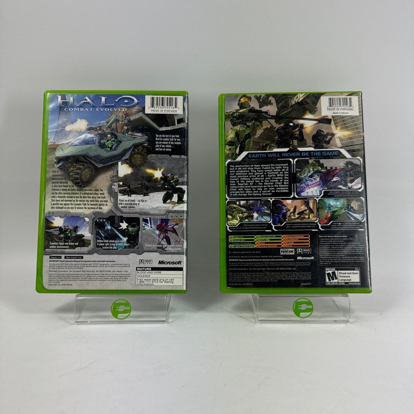 Lot of 2 Microsoft Original Xbox Games Halo Combat Evolved and Halo 2