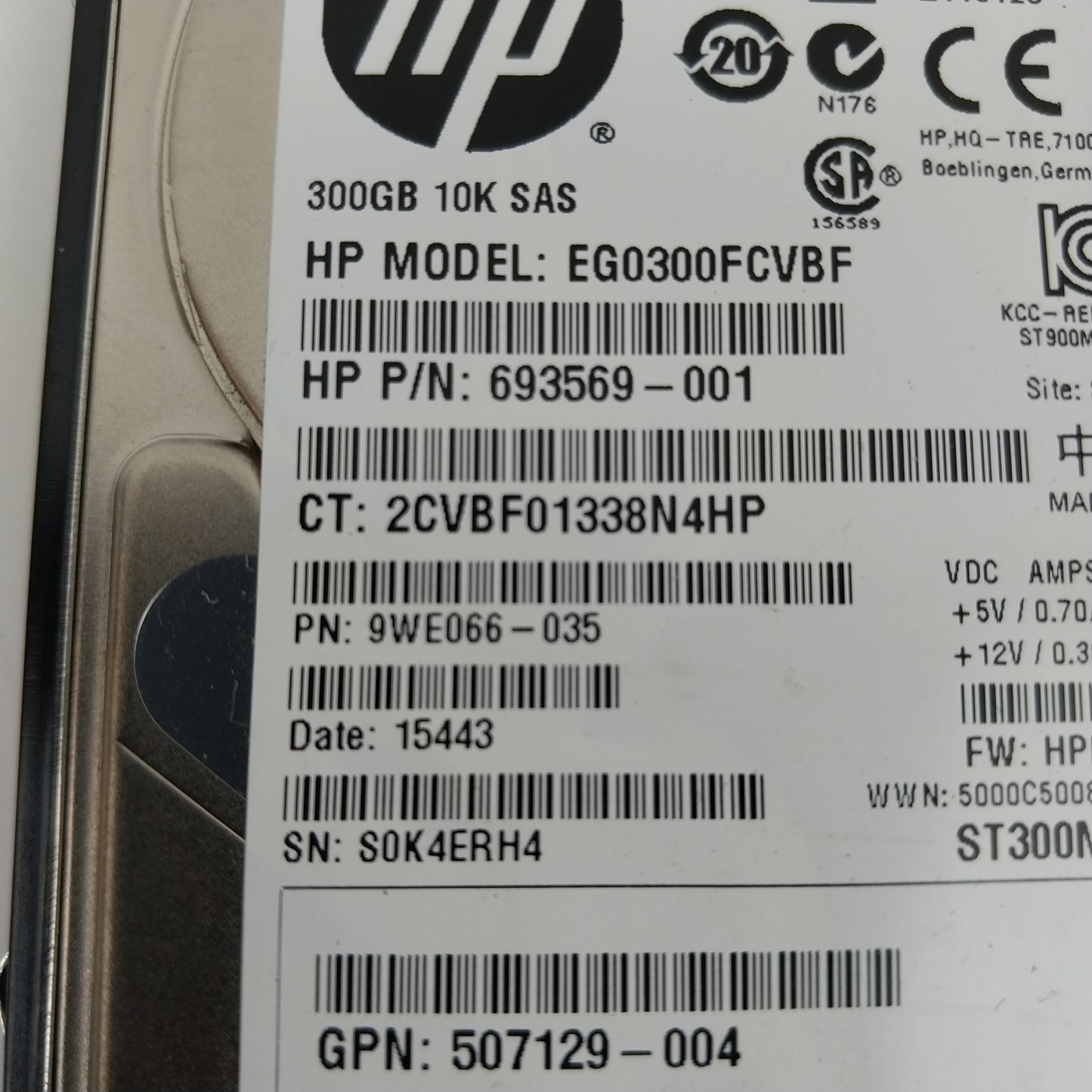 HP 2.5" EG0300FCVBF 300GB 10K SAS HDD 693569-001 Hard Disk Drive