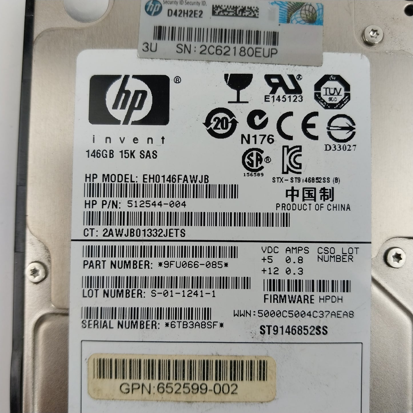 HP 2.5" EH0146Fxxxx 146GB 15K SAS HDD 512544-004 Hard Disk Drive Qty 3