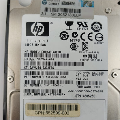 HP 2.5" EH0146Fxxxx 146GB 15K SAS HDD 512544-004 Hard Disk Drive Qty 3