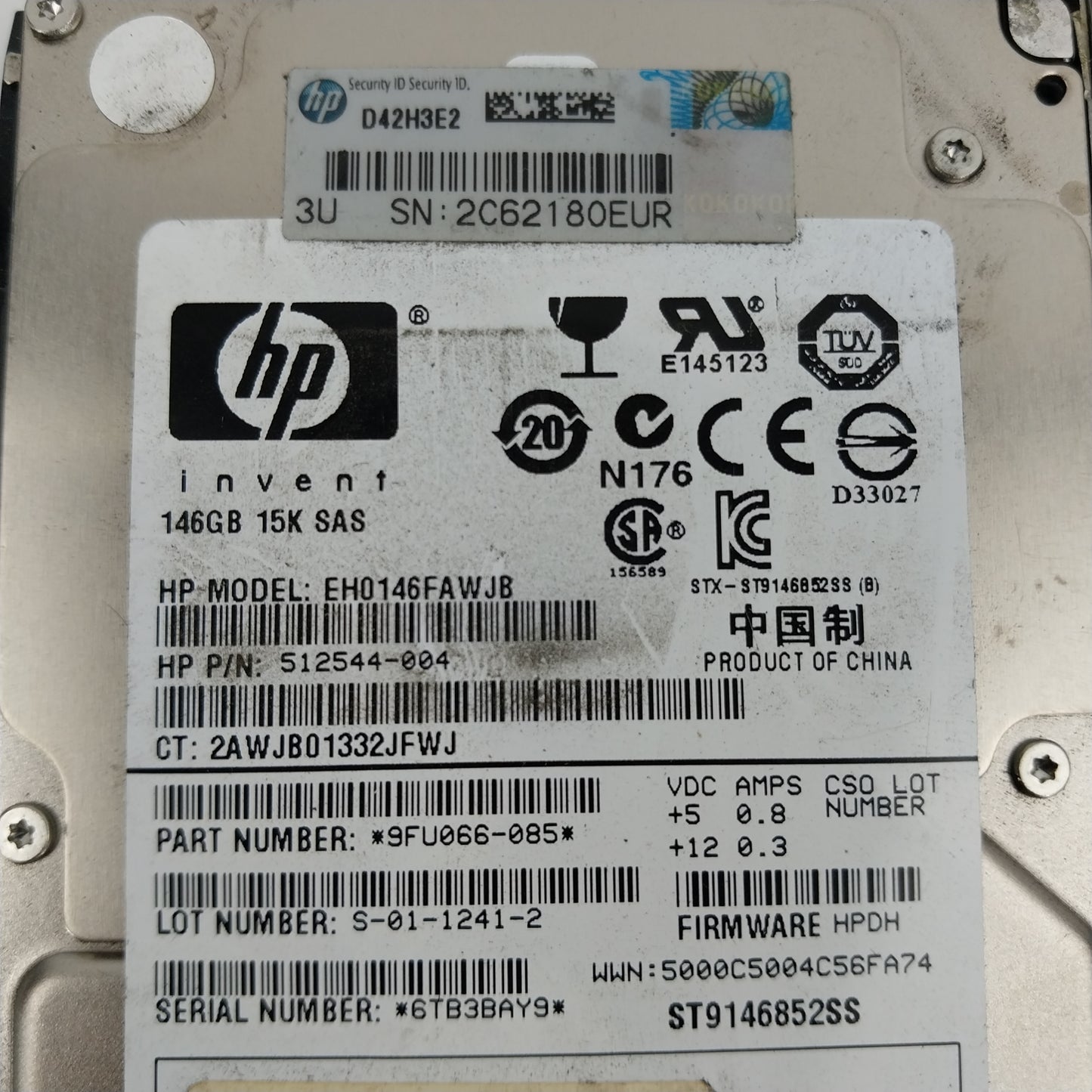 HP 2.5" EH0146Fxxxx 146GB 15K SAS HDD 518216-002/512514-004 Hard Disk Drive Qty 3