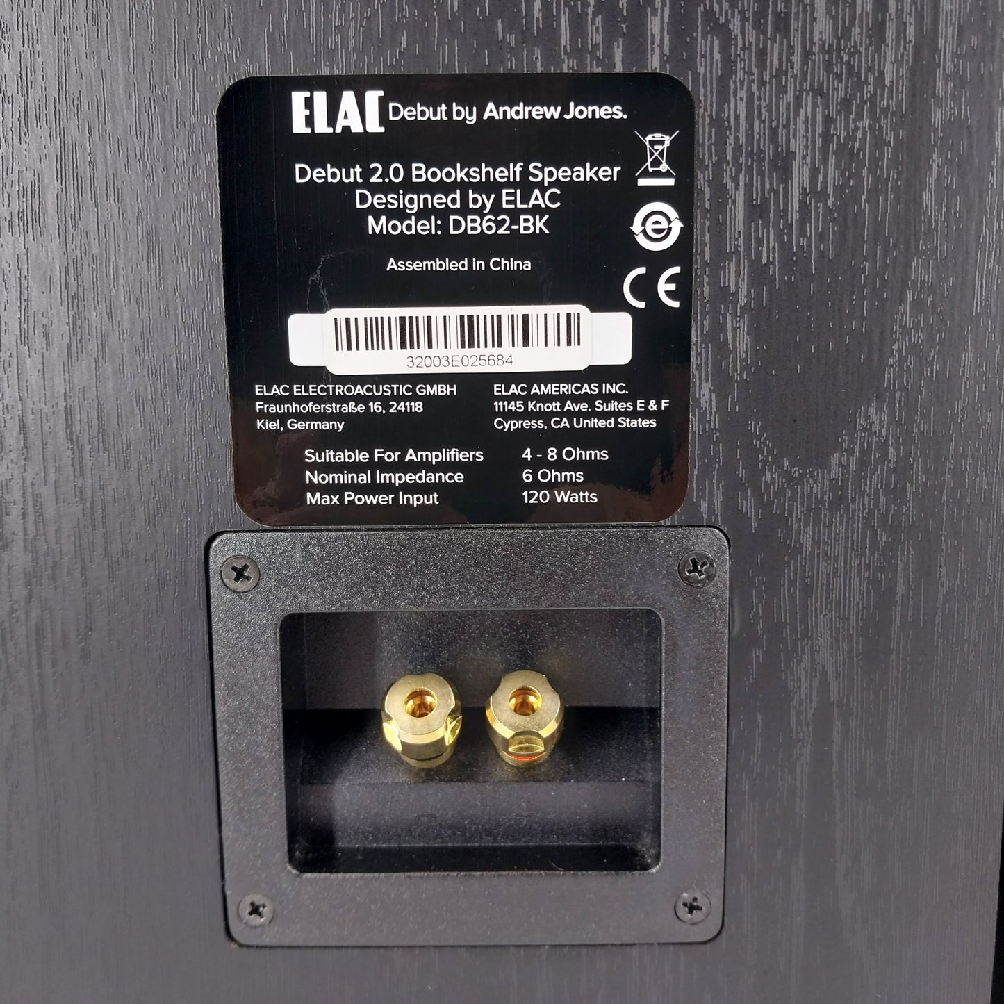 ELAC Debut 2.0 B6.2 Reference Bookshelf Speaker Pair Black DB62-BK