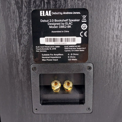 ELAC Debut 2.0 B6.2 Reference Bookshelf Speaker Pair Black DB62-BK