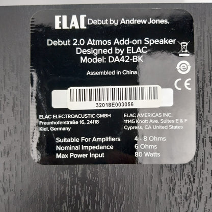 ELAC Debut 2.0 A4.2 Atmos Add-On Speakers (Pair) Black DA42-BK