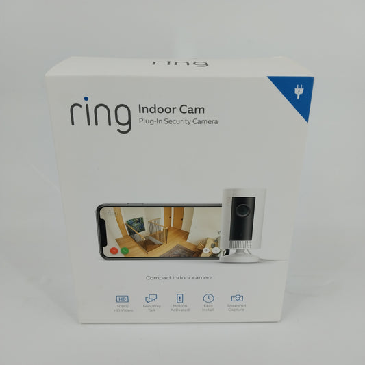 New Ring Indoor Cam Home Security Camera White Works with Alexa 8SN1S9-WEN0