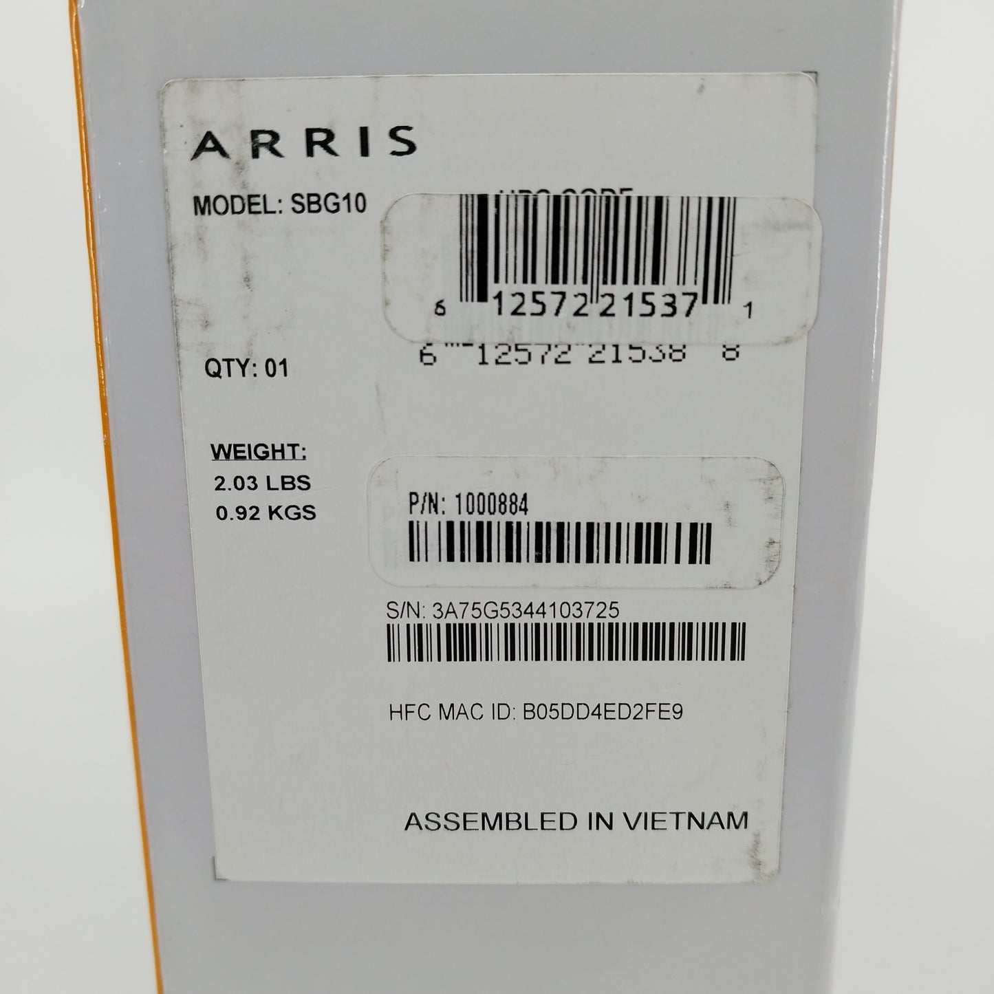 Arris SBG10 Docsis 3.0 WiFi Cable Modem 1000884