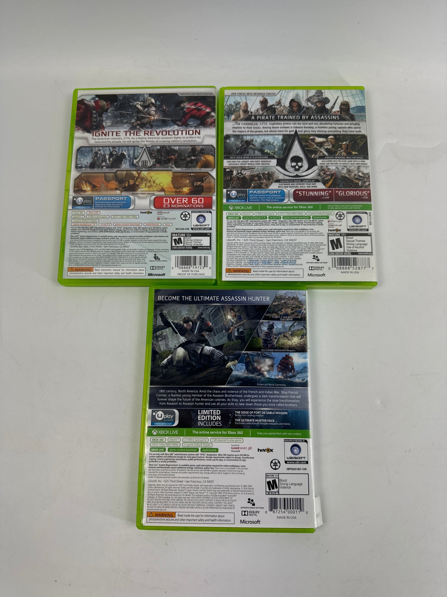 Lot of 7 Microsoft Xbox 360 Games Assassins Creed 1, 2, 3, 4, Brotherhood, Rogue