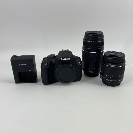 Canon EOS Rebel T7 24.1MP Digital SLR DSLR Camera with 18-55mm & 75-300mm Lens