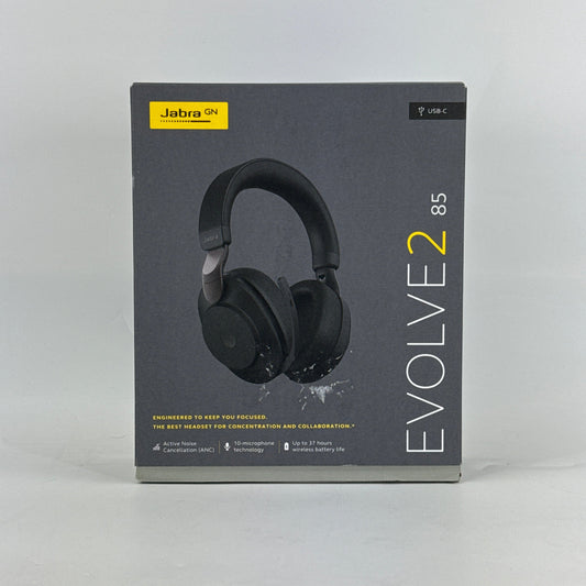 New Jabra Evolve2 85 Wireless Over-Ear Bluetooth Headphones Black HSC120W