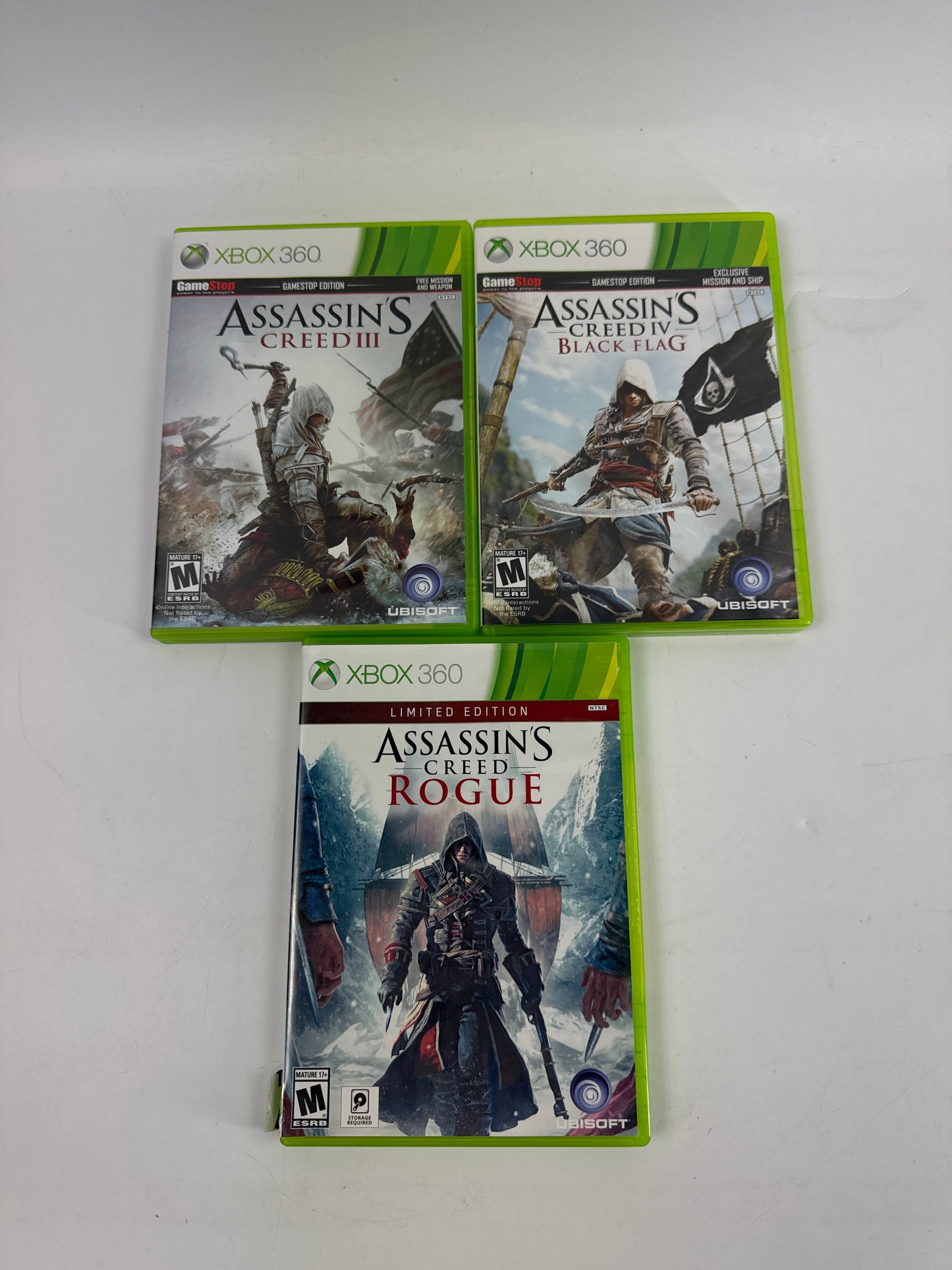 Lot of 7 Microsoft Xbox 360 Games Assassins Creed 1, 2, 3, 4, Brotherhood, Rogue