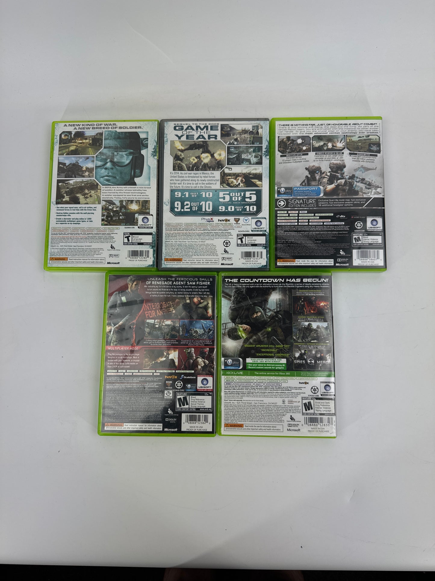 Lot of 5 Microsoft Xbox 360 Games Tom Clancy Ubisoft Bundle