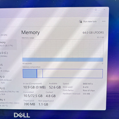 Dell Pro Max 16 Premium MA16250 16" Ultra 9 285H 64GB RAM 1TB PRO 2000 Blackwell