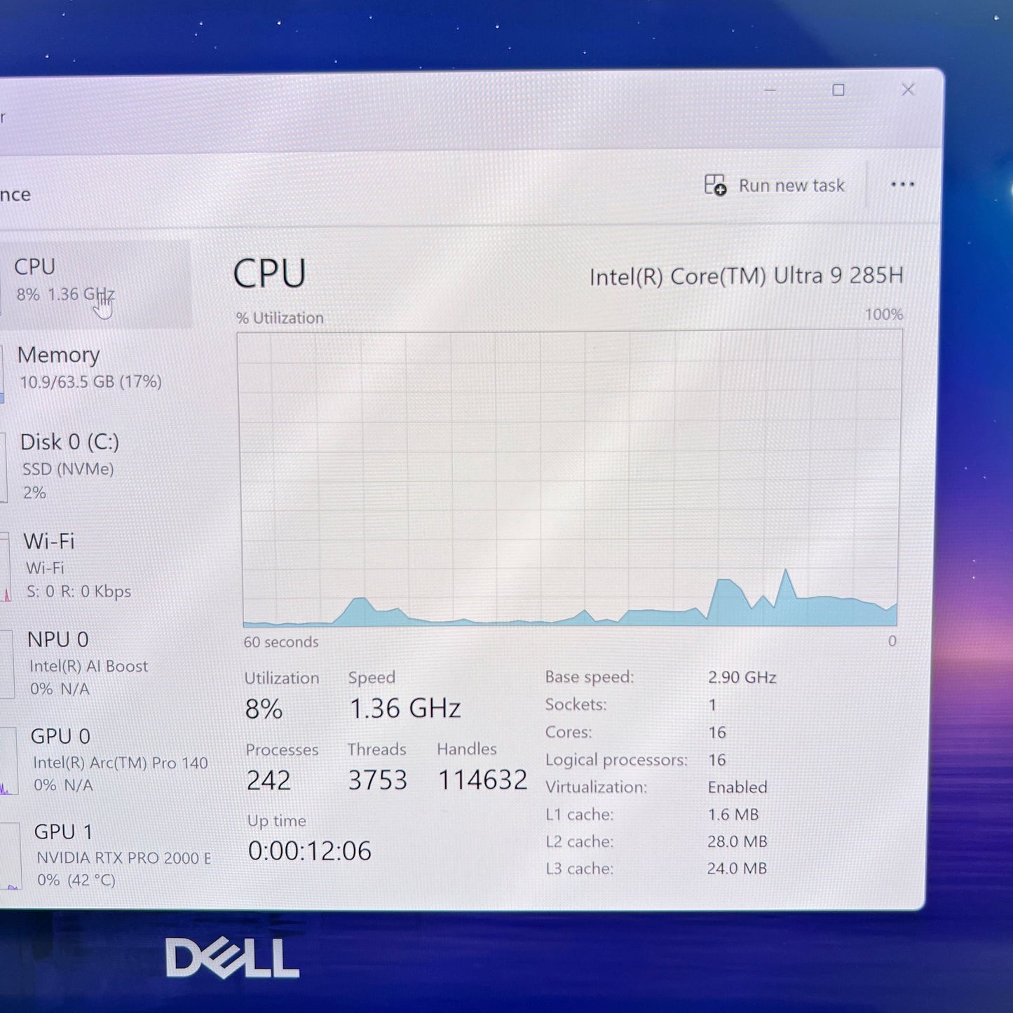 Dell Pro Max 16 Premium MA16250 16" Ultra 9 285H 64GB RAM 1TB PRO 2000 Blackwell